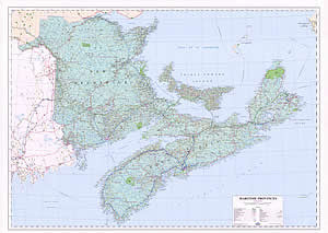 Maritimes Provinces Wall Map 48" x 36"