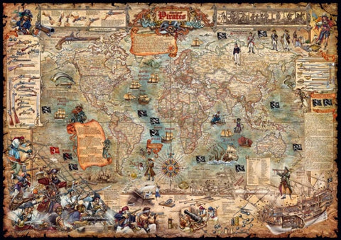 The Age of Pirates World Wall Map 47"x 33"