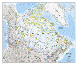 Canada Classic Laminated Wall Map  38"x 32"