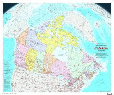 Canada Political Wall Map  63"x 46"