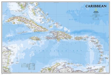 Caribbean Classic Wall Map 36" x 24"
