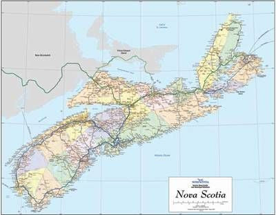 Nova Scotia County Map. Paper 35"x27.5"