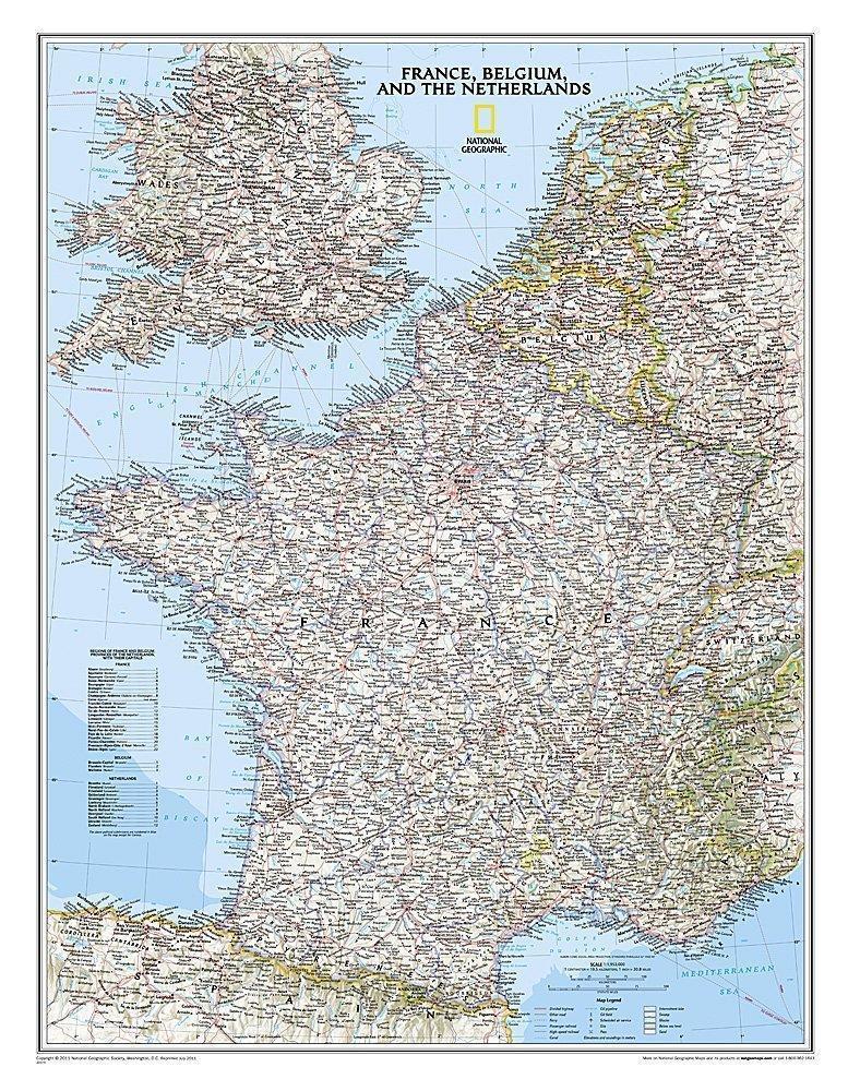 France & Belgium Classic Wall Map 24" X 30"