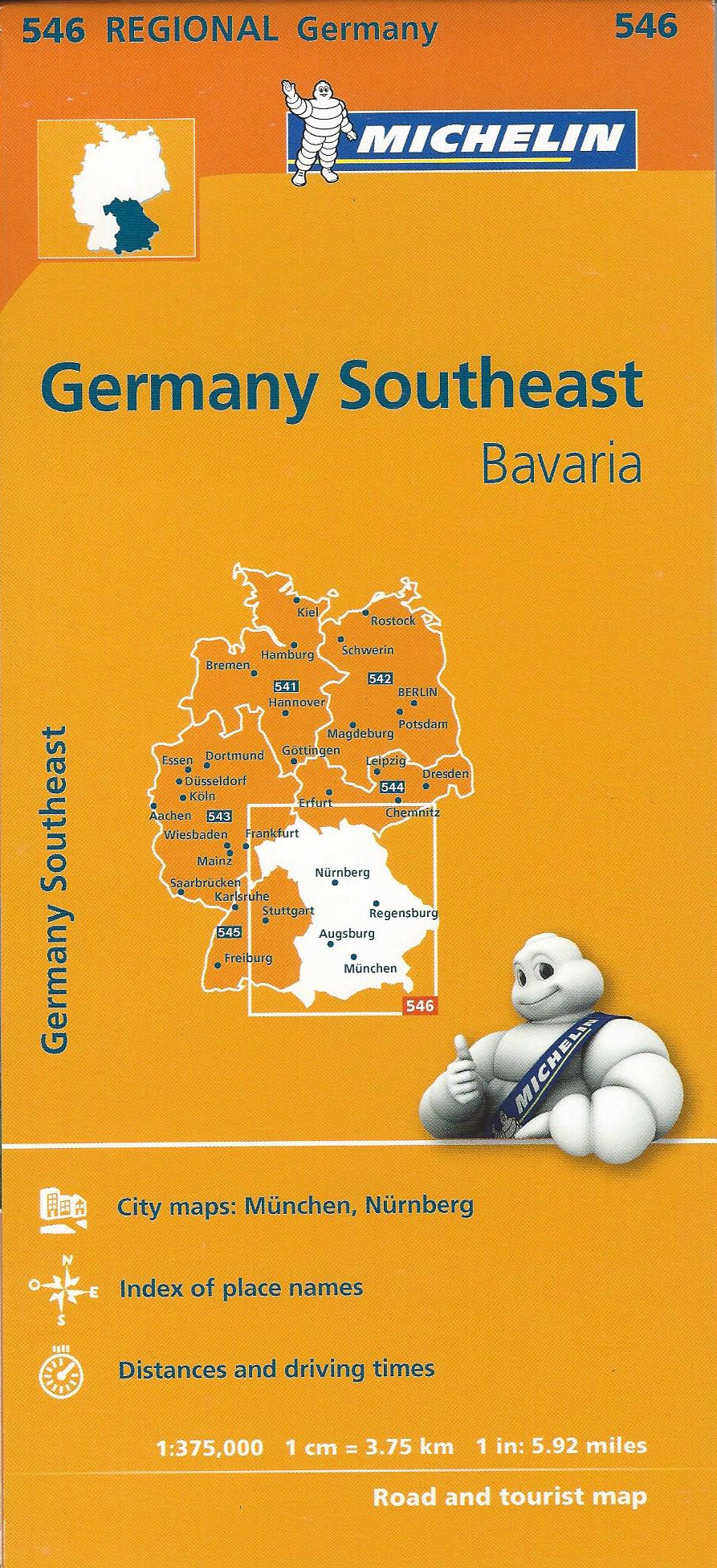 Germany Southeast, Bavaria Michelin Map 546