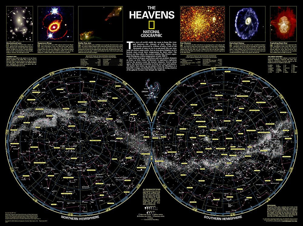 The Heavens Wall Map 31" X 23"