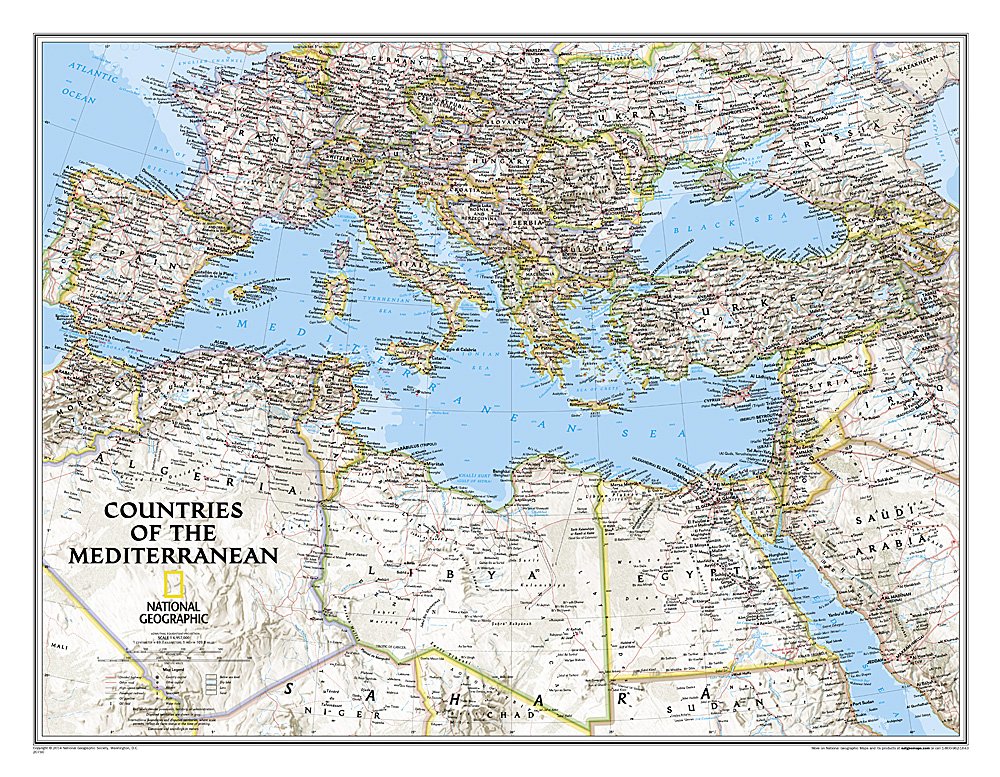 Mediterranean Classic Wall Map 30" x 24"