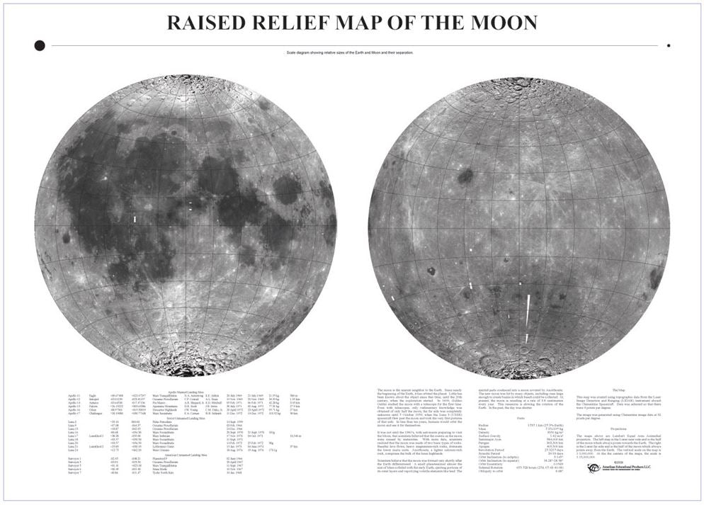 Moon Relief Wall Map