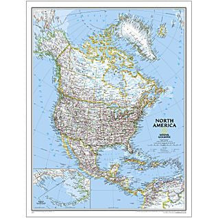 North America Classic Political Wall Map 36" X 46"