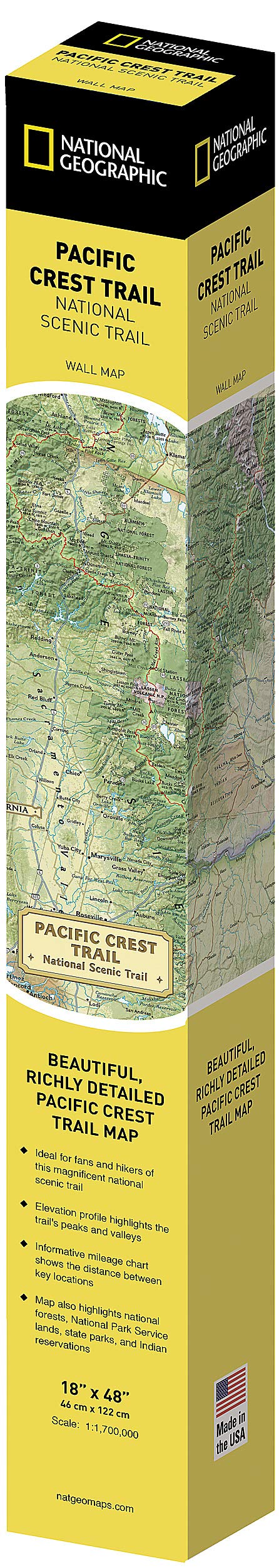 Pacific Crest Trail Wall Map 18" x 48"