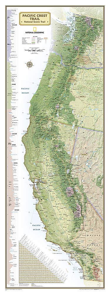 Pacific Crest Trail Wall Map 18" x 48"