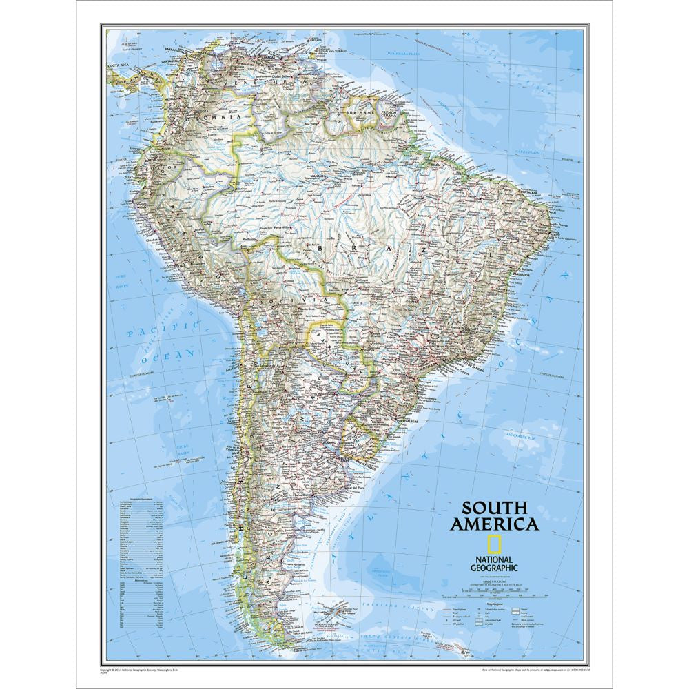 South America Classic Wall Map 24" x 30"