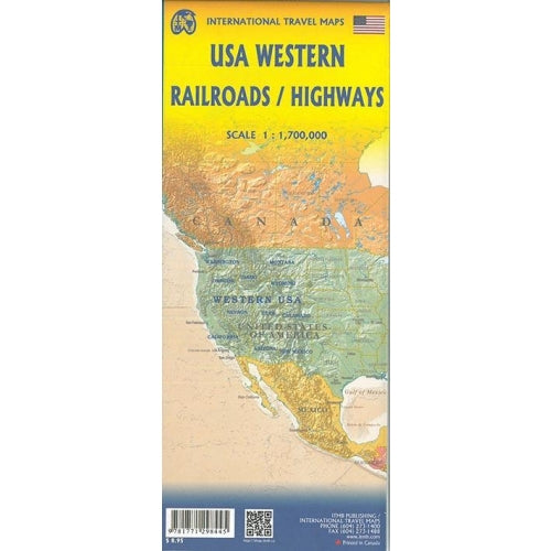 USA Western Railroads & Highways ITM Travel Map