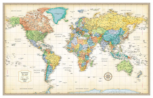 World Classic Edition Wall Map 50" x 32"