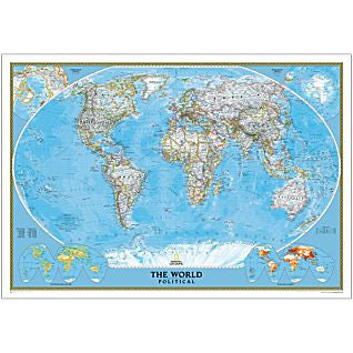 World Classic Political Wall Map 43" X 30"