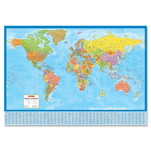 World Wall Map laminated 28" x 40"