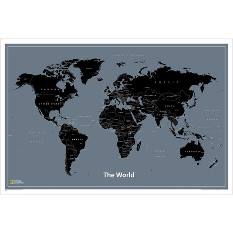 World Modern Wall Map Laminated 36" X 24"