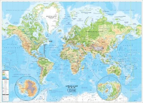 World Physical Wall Map 37"x 27"