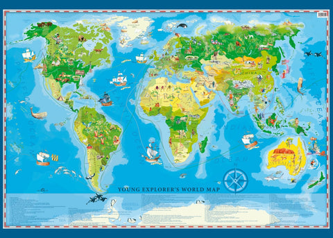 Young Explorer's World Wall Map 55"x 39"