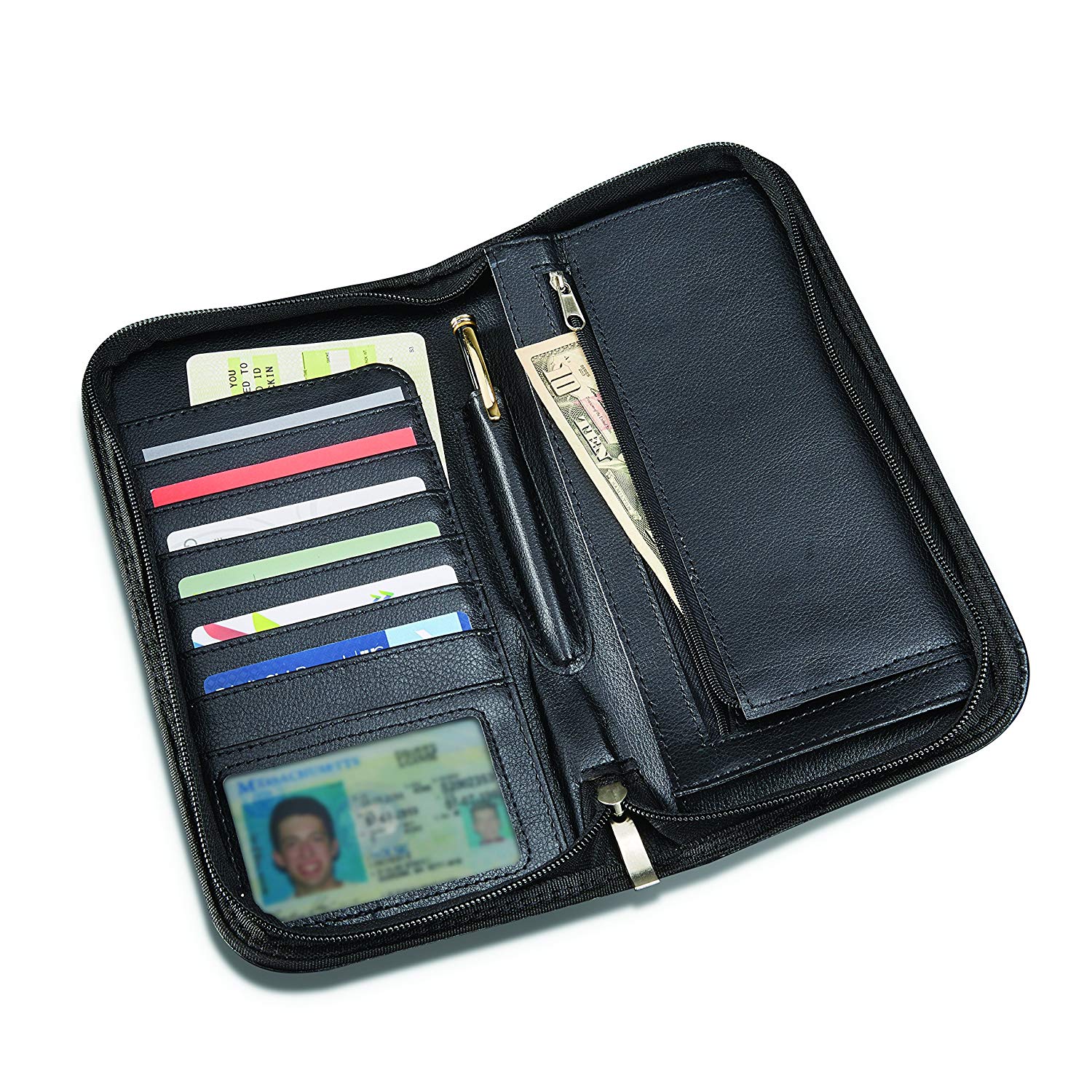 Zip Close Travel Wallet Black